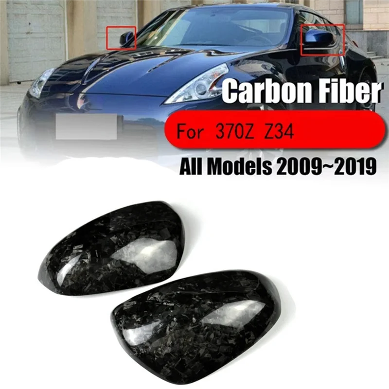 

1 Pair Rearview Mirror Cover Forged Carbon Fiber Side Mirror Caps Door Mirror Housing For Nissan 370Z Z34 2009-2019