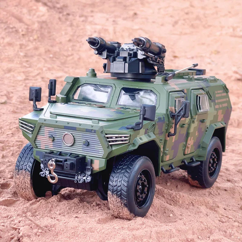 1:20 Alloy Military Explosion Proof Car Model Diecasts Metal Off-road Vehicles Armored Car Tank Model Sound Light Kids Toys Gift
