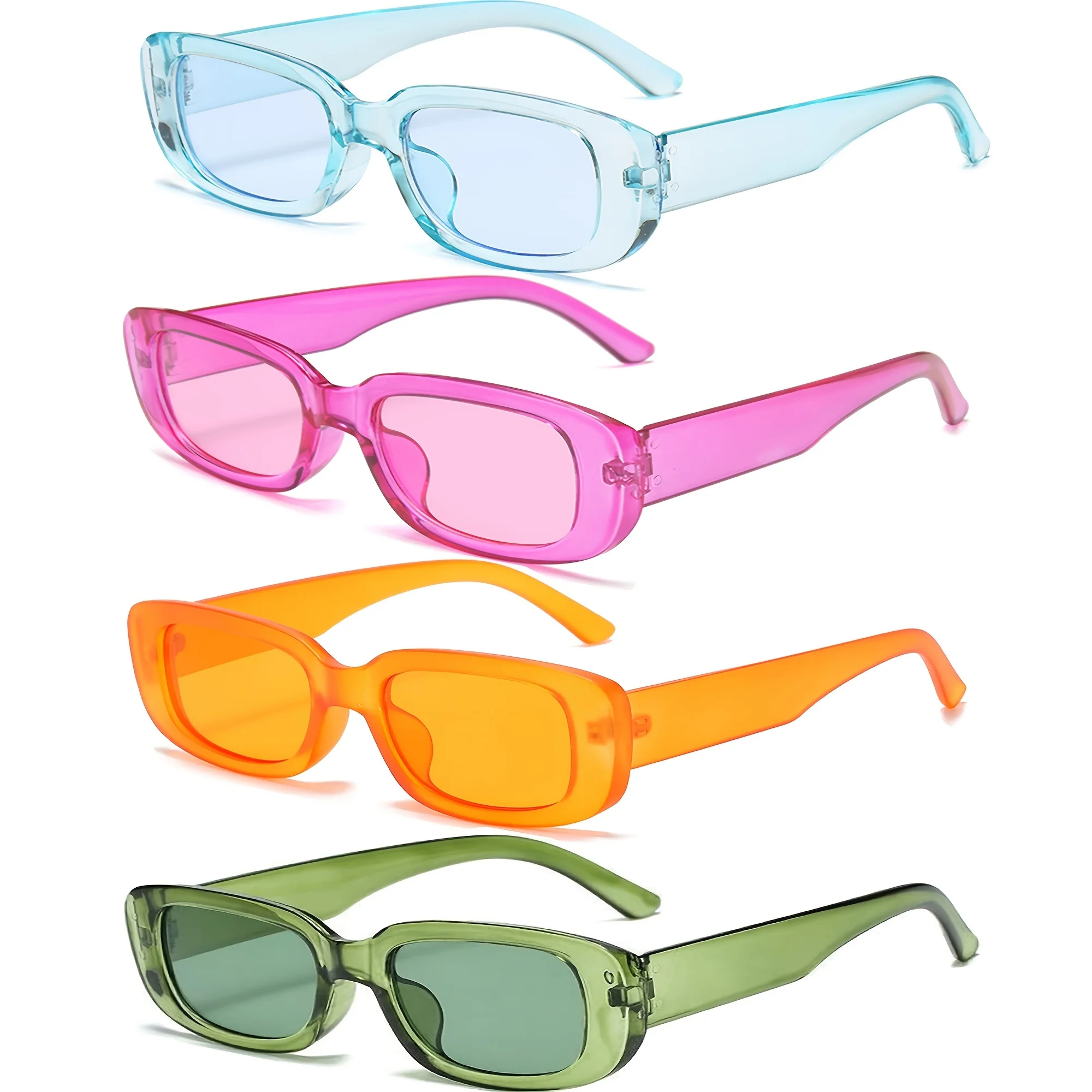 Schutzbrille 4 stücke Y2K Mode Rechteck Rahmen Sonnenbrille Frauen Männer Candy Farbe Sonnenbrille Party Im Freien Brillen UV400