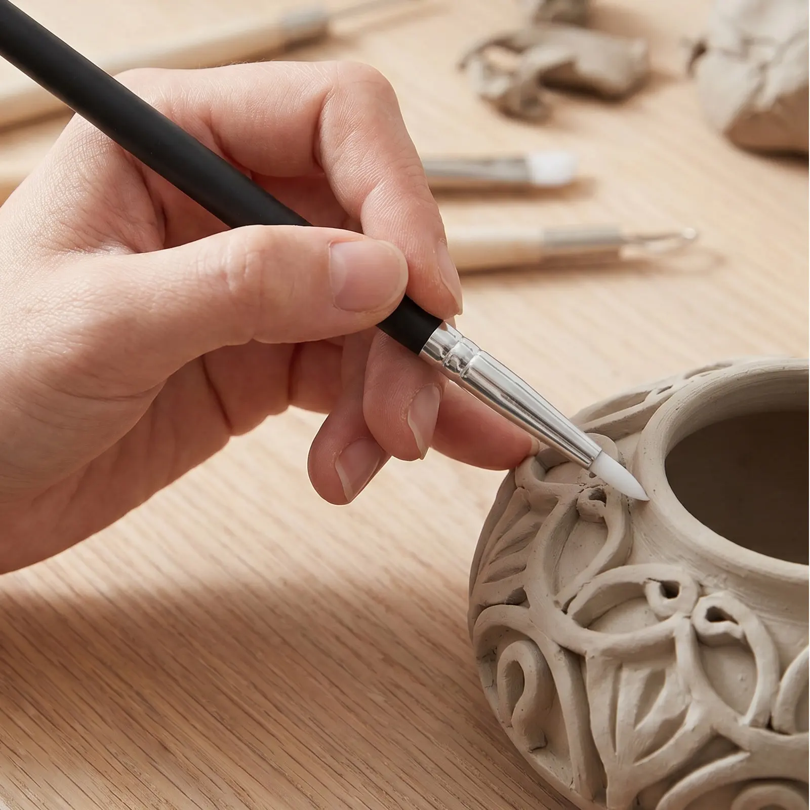 8Pcs Silicone Paint Brushes Non Stick Clay Sculpting Tools 8 Unique Tips for Resin Art Pottery DIY Crafts Polymer Clay Silicone