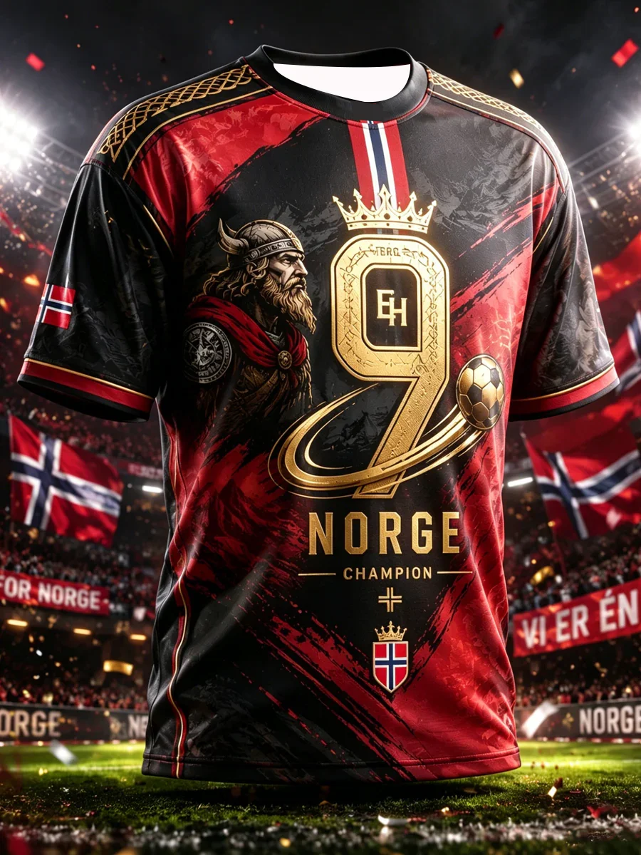 26 -27Edition Norwegian Fans Football Training T-Shirt - 3D Print - Fashionable, Comfortable and Breathable - Family Clothing