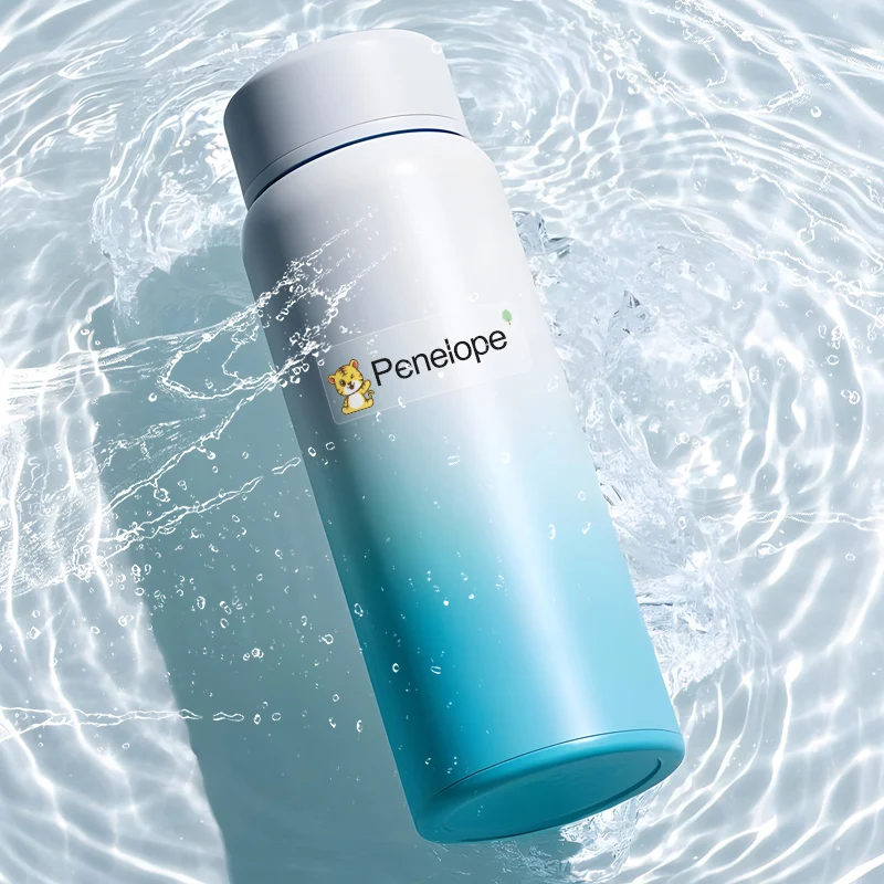 ملصقات شفافة مخصصة للأطفال - ملصقات أسماء مقاومة للماء للزجاجات الرياضية، علامات مدرسية مخصصة مع متعدد اللغات