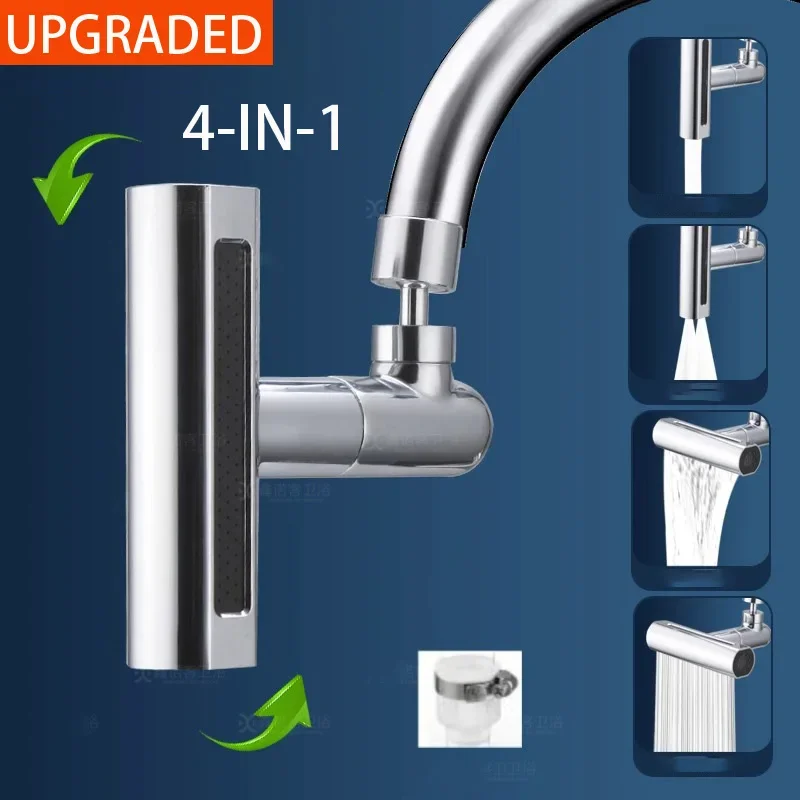 New 360°Rotating Faucet 4Modes Waterfall Faucets Extender Kitchen Sink Faucet Washbasin Bubbler Anti Splash Filter