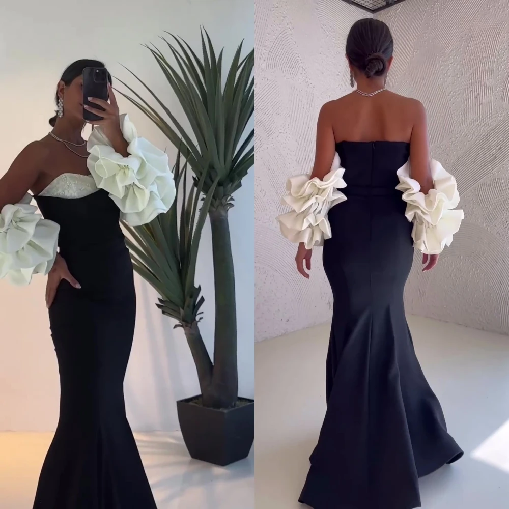 Exquisite Asymmetrical One-Shoulder Mermaid Sweep/Brush Evening Dresses Beading Satin Formal Occasion Gown فساتين سهره نسائيه فخ