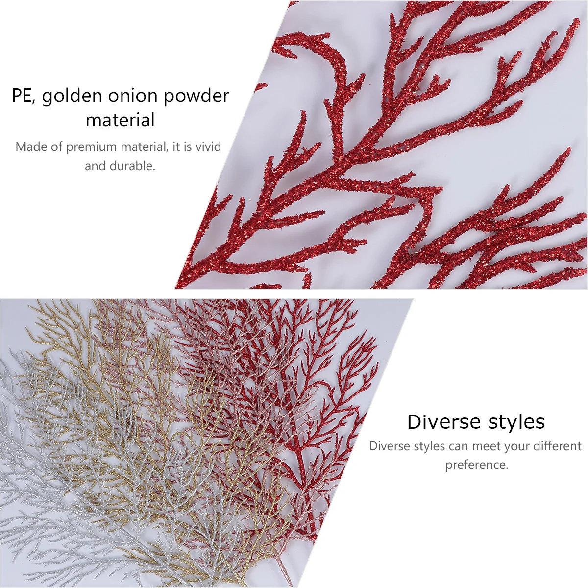 

Xmas Leaf Decoration Christmas Tree Ornaments Garlands Branches Flower Imitation Leaves Glitter Powder