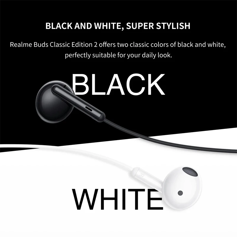 Realme Buds Classic Type-C RMA2005 سماعة أذن سلكية شبه داخل الأذن سماعة كمبيوتر محمول هاتف محمول عالمي HD ميكروفون سماعات أذن للمكالمات