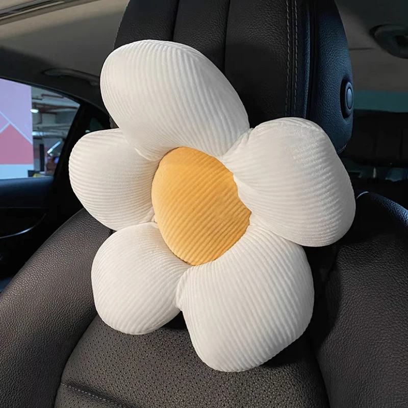 1pc Cute Car Neck Pillow Cartoon Design Sunflower Car Headrest Simple Cute Interior Accessories Creative Gift for Girls