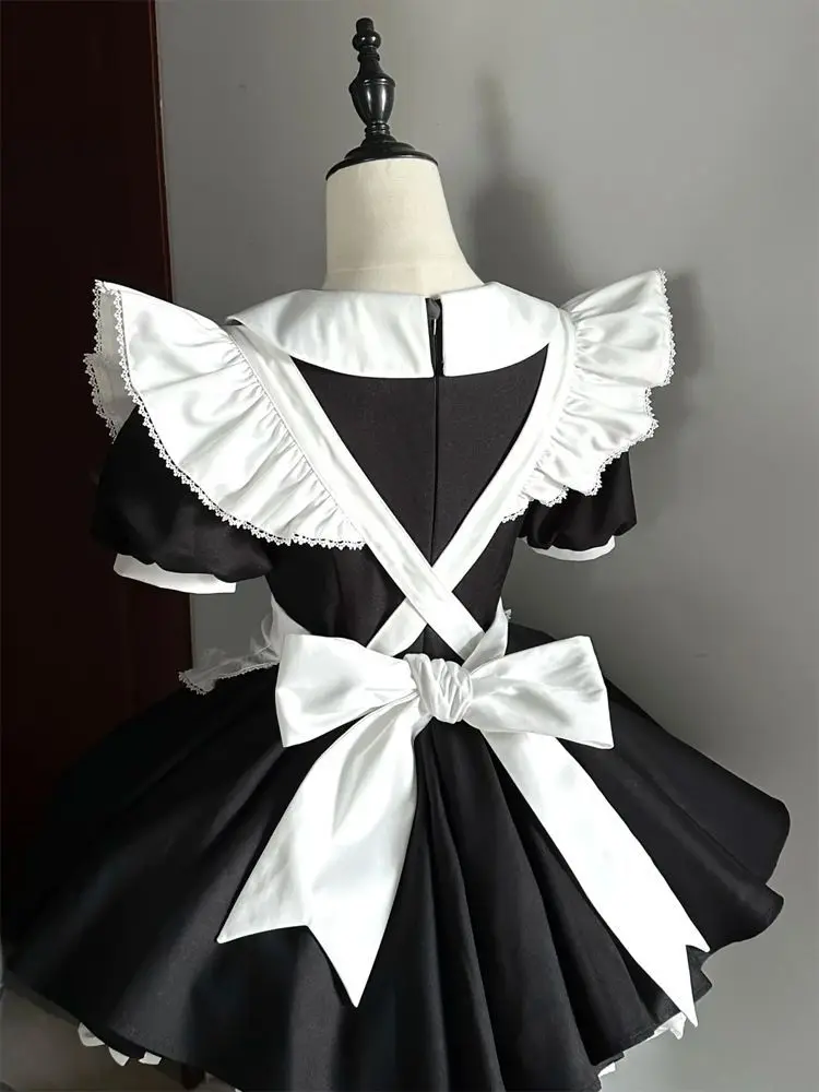 Japanese Kawaii Lolita Short Sleeve Mini Dress + Strap Pinafore Apron Two-Piece Set Y2k Vintage Bow Button Patchwork 2026 view 5