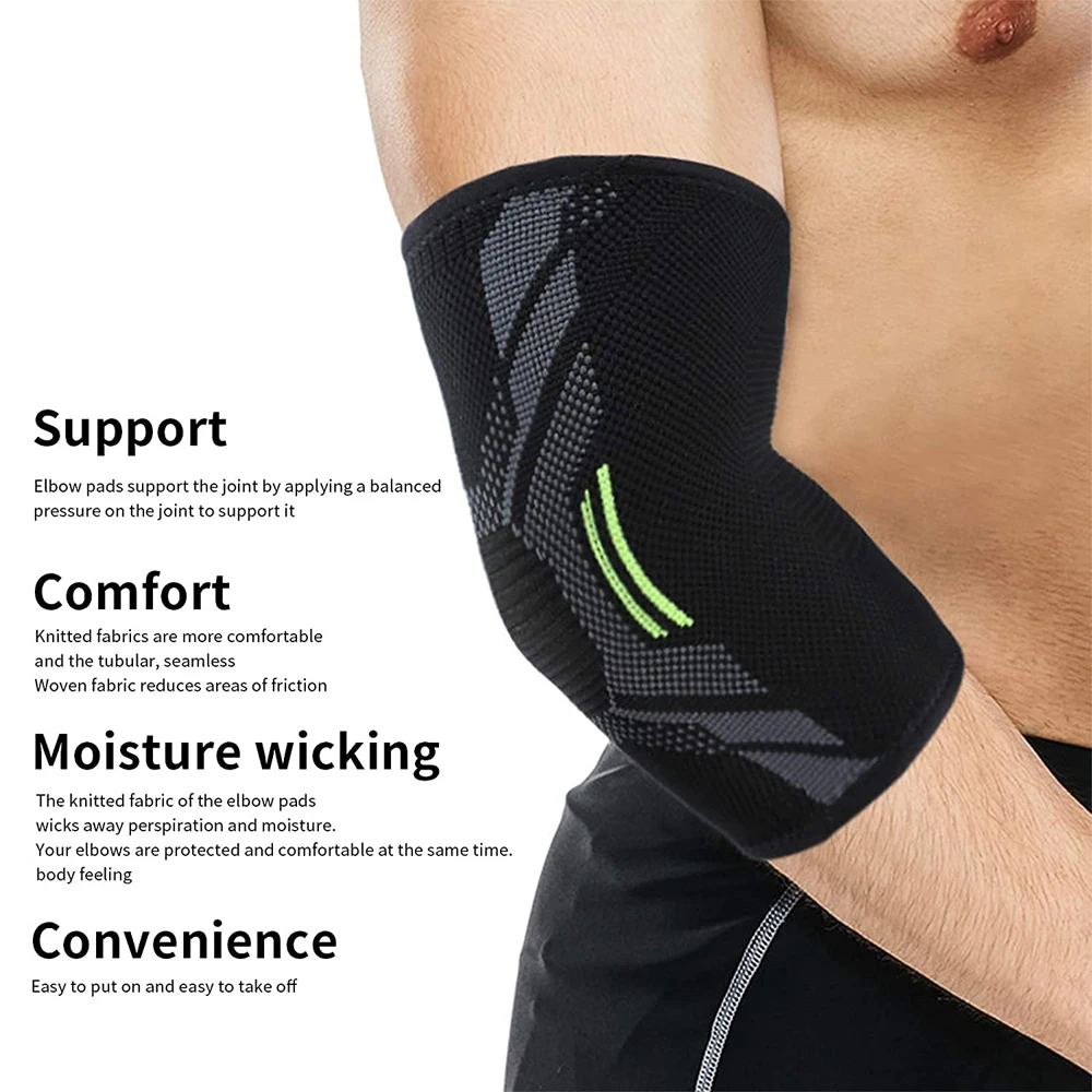 1 PCS Compression Elbow Support Elastic Gym Sports Elbow Protective Pad Absorb Sweat Basketball Arm Sleeve Elbow Brace Men Women