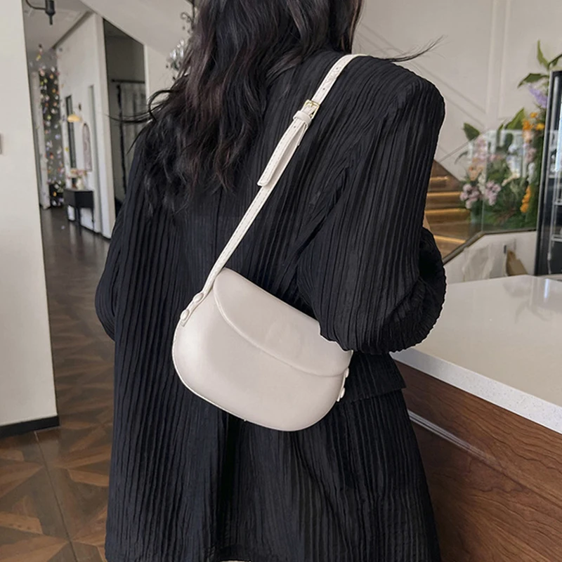 1 قطعة حقائب كروس نسائية بلون واحد للاستخدام اليومي بحزام قابل للتعديل من جلد البولي يوريثان حقيبة كتف كاجوال حقائب يد للسيدات #3