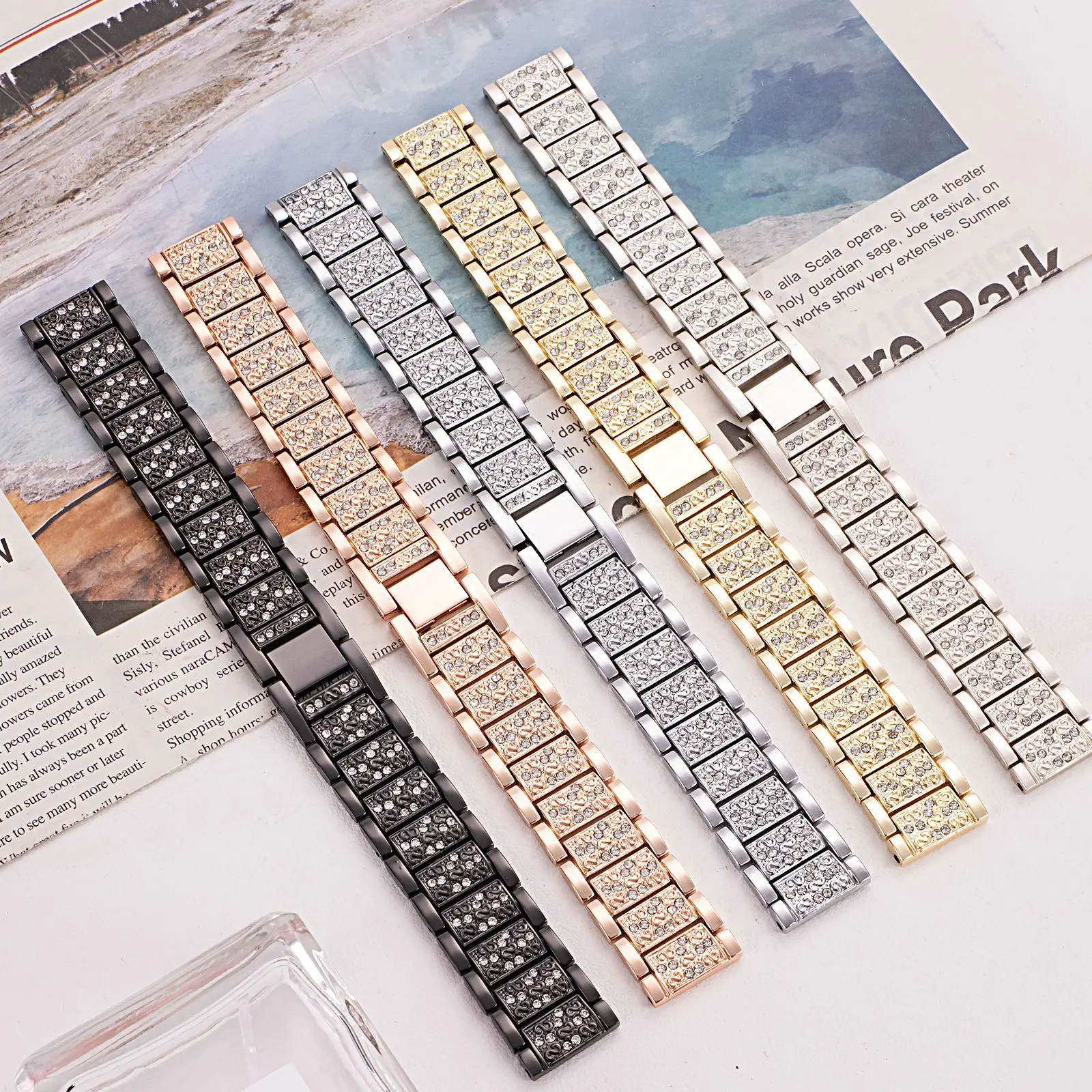 22 mm Diamant-Armband für Garmin Active Venu 2 3 Damen-Armband für Garmin Vivoactive 4/Forerunner 745 965 265 255 255 Musik