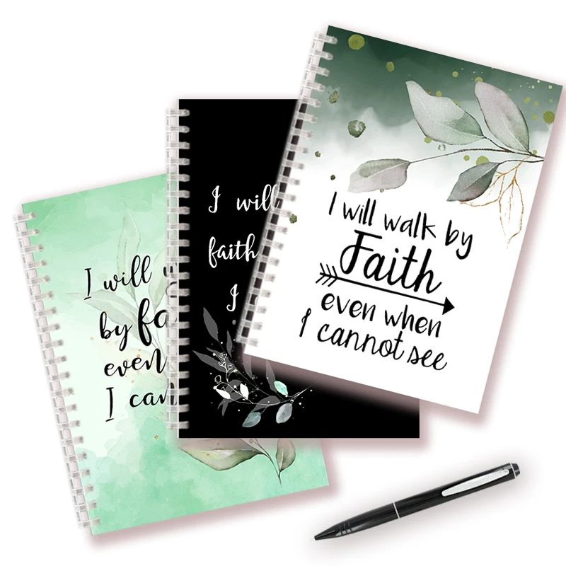 Bible Quote 2 Corinthians 5 7- I Will Walk By Faith Even When I Can Not See - Spiral Notebook Inspiration Note Book Journal Gift