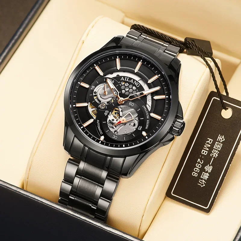 Dropshipping 2024 orologio meccanico automatico di lusso per uomo in acciaio inossidabile impermeabile sportivo militare scheletro orologi da polso da uomo