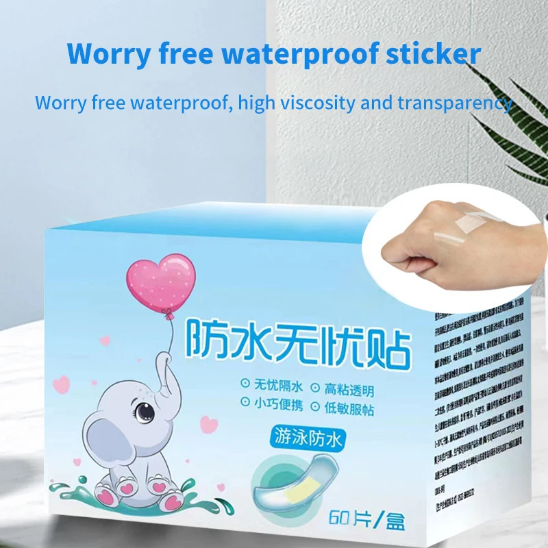 60pcs PU Transparent Waterproof Band Aid Adhesive Medical Strips Wound Plaster For Sports Bathing Protective First Aid