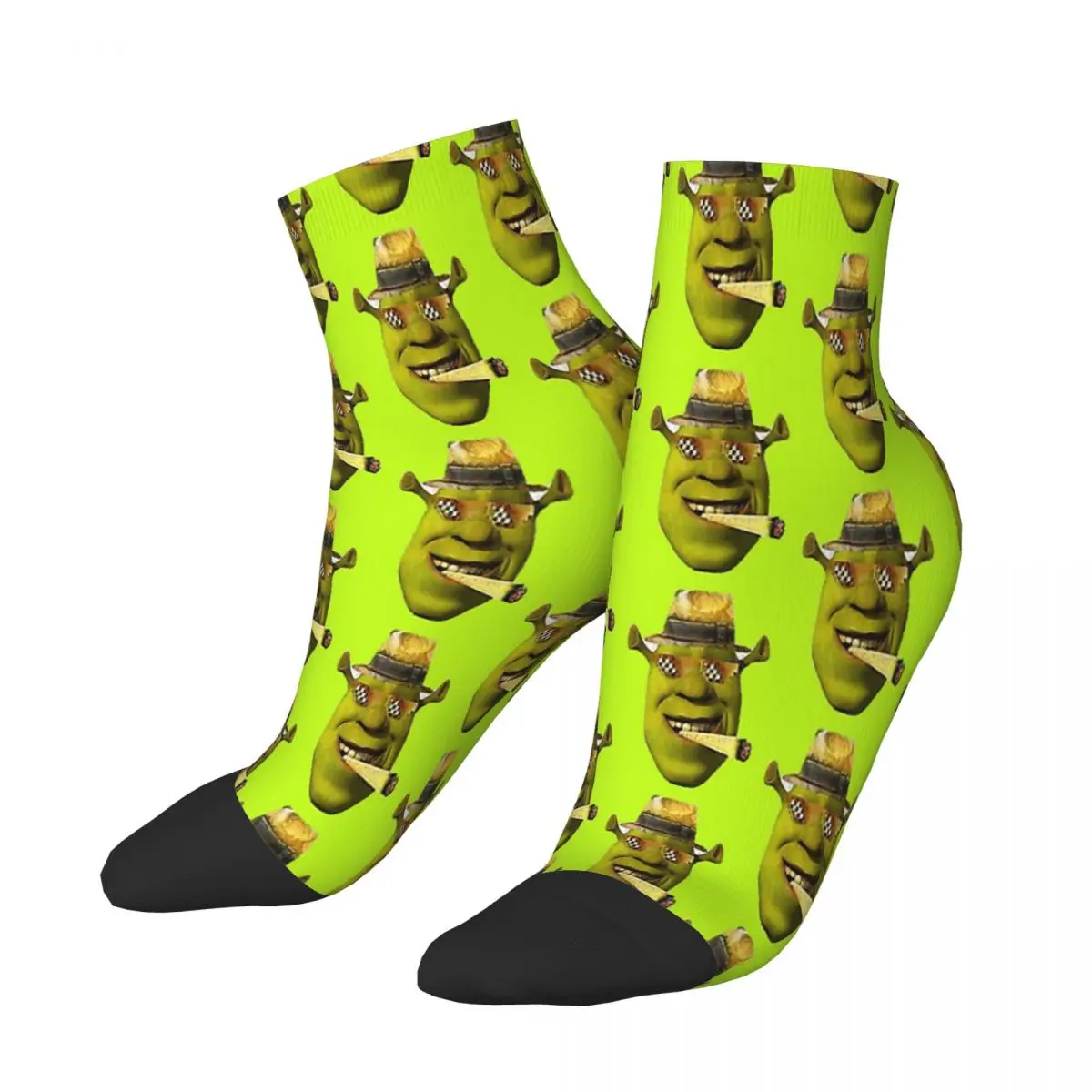 Pun Stickers Shrek Green Schreck Comedy Film Ankle Socks Male Mens Women Spring Stockings Printed