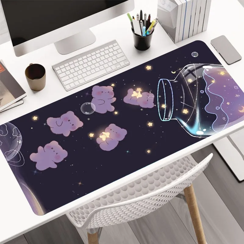 

Starry Glass Bear Large Gaming Mousepad Computer HD Keyboard Pad Mouse Mat Desk Mats Natural Rubber Anti-Slip Office Mouse Pad