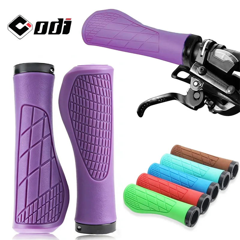 Puños ergonómicos ODI para bicicleta, puños de goma suave para MTB, antideslizantes, con absorción de impactos, color morado y rojo, puños para manillar de bicicleta de montaña