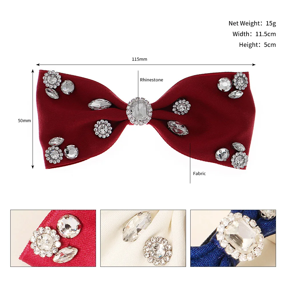 Fashion Bowknot Hair Clip Korean Big Bow Barrettes Rhinestone Headwear Kawaii Hair Accessories for Women Christmas Gift