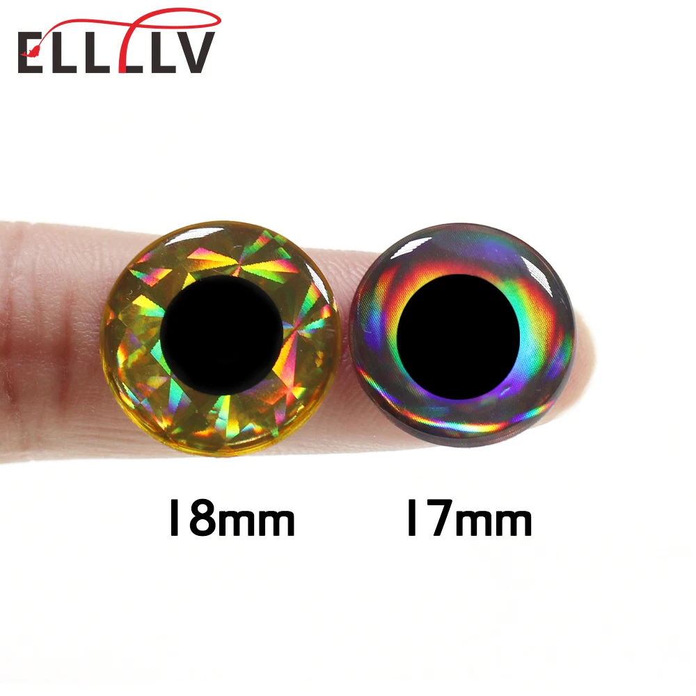 Elllv 50pcs/100pcs 17mm 18mm Big Size 3D Holographic Eyes for Fishing Lure Making Saltwater Flies Tying Jigs Craft Dolls