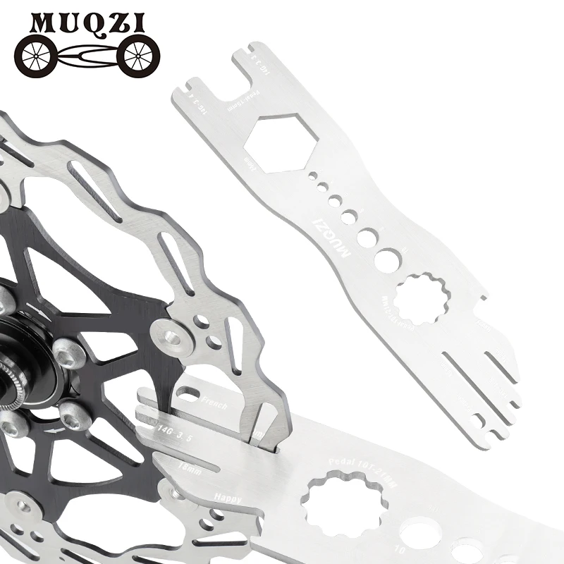 MUQZI Multi Tool 9 in 1 Bike Disc Brake Rotor Alignment Truing Tool Valve Core Removal Spoke Cassette Wrench Pedal Repair