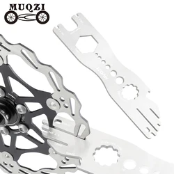 MUQZI Multi Tool 9 in 1 Bike Disc Brake Rotor Alignment Truing Tool Valve Core Removal Spoke Cassette Wrench Pedal Repair