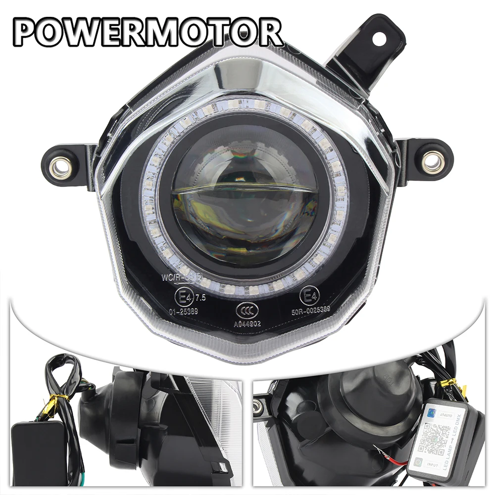Motorcycle LED Headlight Angel Eye App Control for Aprilia SX RX 50 125 2018 2024 Derbi Gilera Mondial Malaguti Motocross