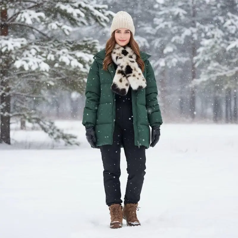 

A52E Comfortable Plush Scarf Stylish Animal Print Winter Neck Wrap For Adults