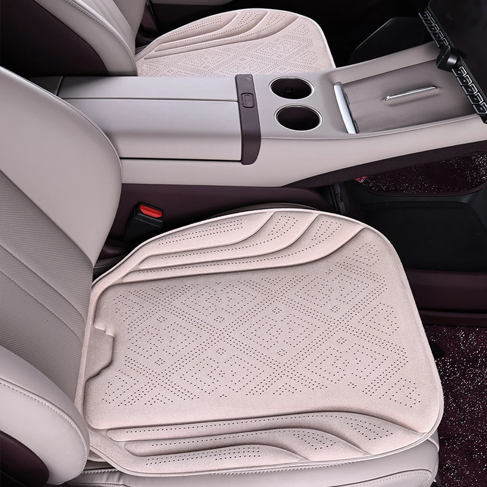 3PCS Universal Anti-Slip Car Seat Cover Premium Suede Leather Four Season Auto Seat Cushion Breathable Seat Protection Pad