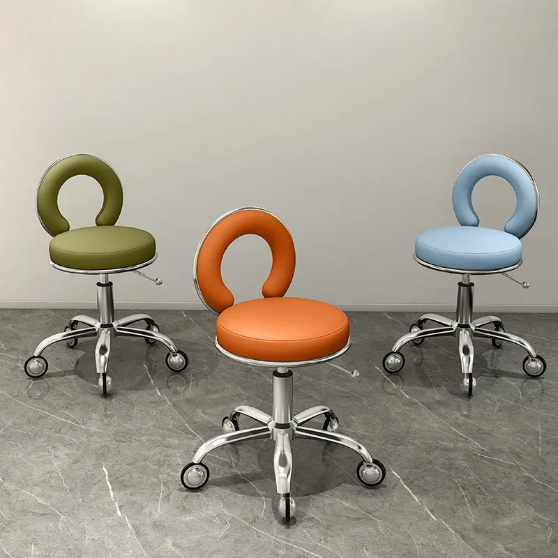 

Bar Stool with Backrest - Adjustable Height Bar Chair (360° Swivel, Thick Cushion, Heavy-Duty, Mobile Salon Stool