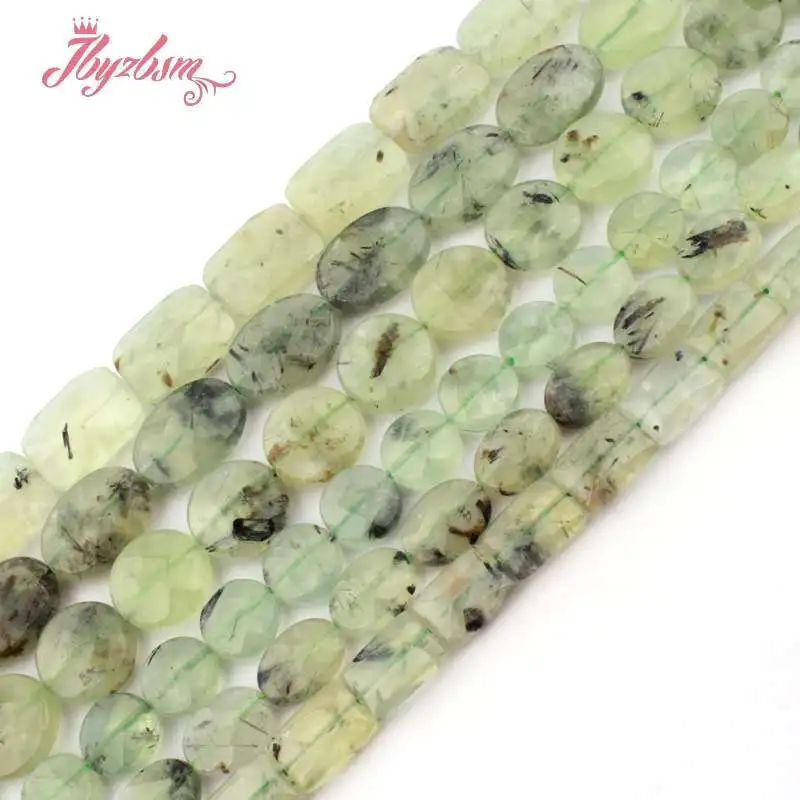 Coin Oval Freefrom Green Prehnite Stone Loose Beads for DIY Accessories Necklace Bracelat Charms Jewelry Making Strand 15