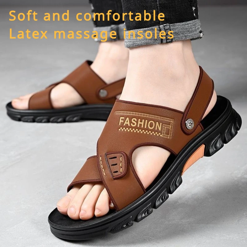 

2024 Summer outdoor wear men's sandals soft-soled non-slip slippers driving fishing beach shoes fashion casual breathable sandal