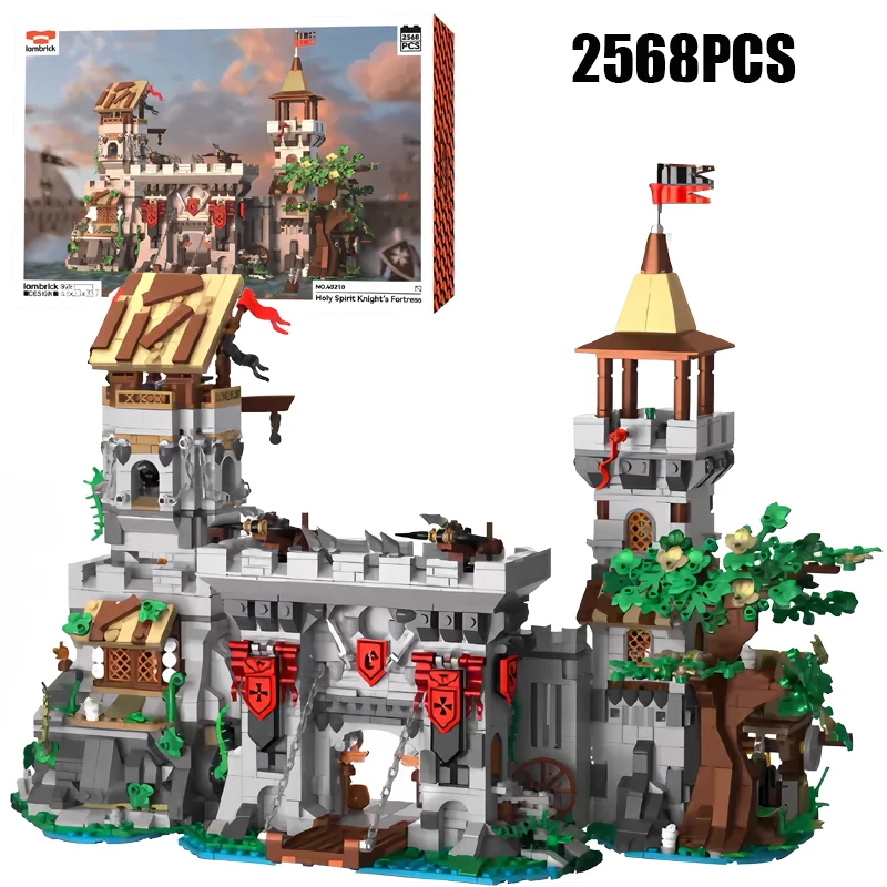 

2568PCS Medieval Holy Spirit Knight Castle Building Blocks City Gate Construction Bricks Toy Gift For Adult Children