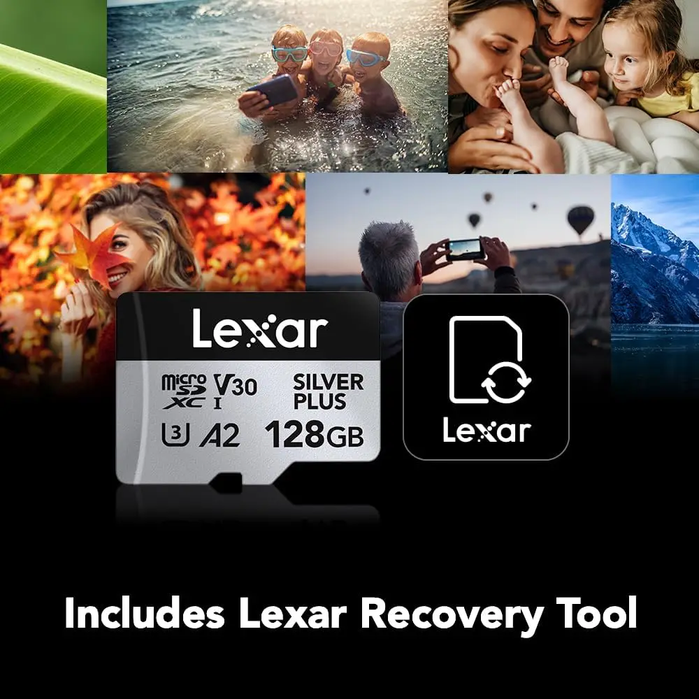 بطاقة الذاكرة Lexar microSDXC TF بطاقة الذاكرة SILVER PLUS UHS-I C10 U3 V30 A2 64GB 128GB 256GB لوحدة التحكم في الألعاب والكاميرا اللوحية والهواتف الذكية