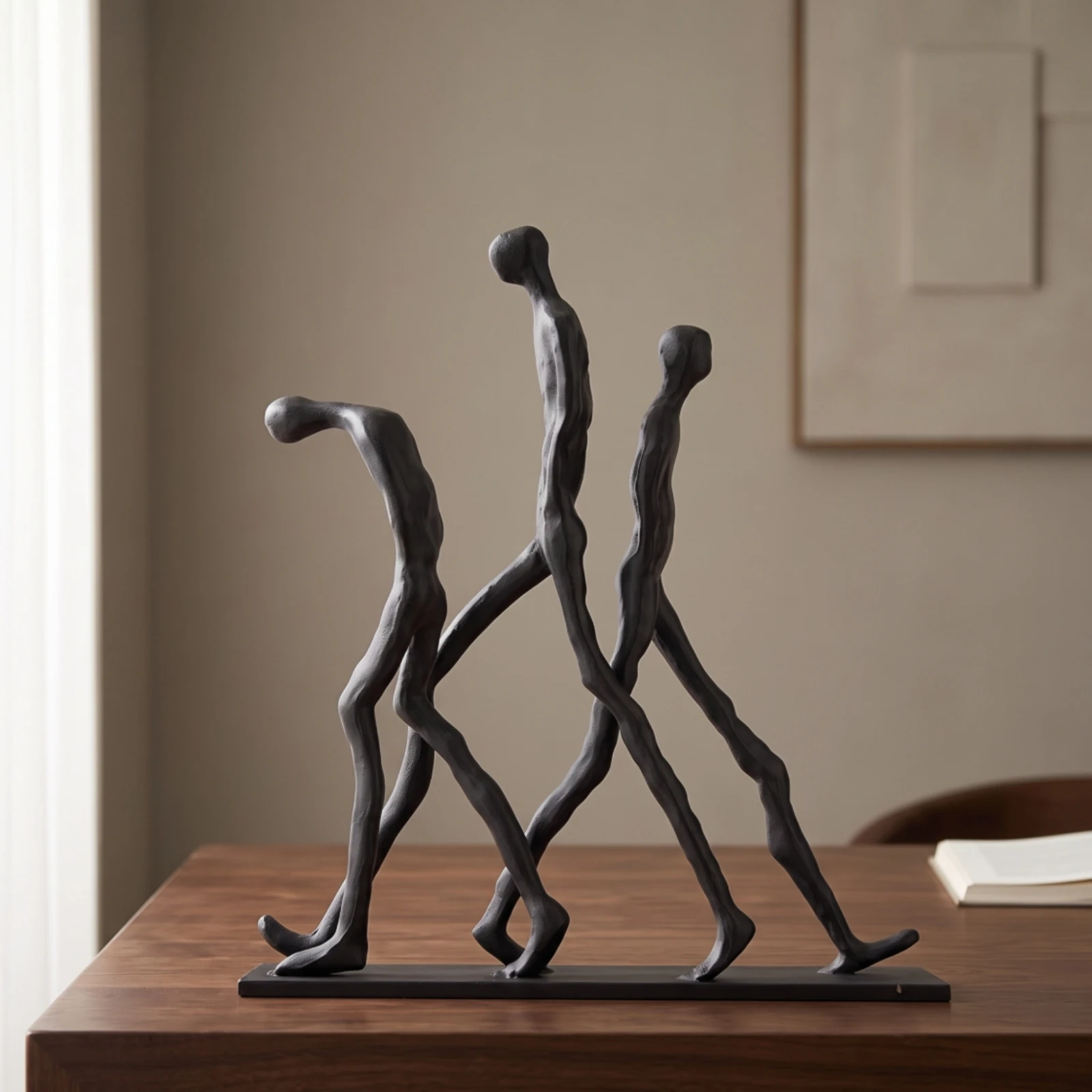 Abstract Human Statue Slender Metal Sculpture Human Figurine Elegant Desktop Statue Artistic for Homeowners, Shelf