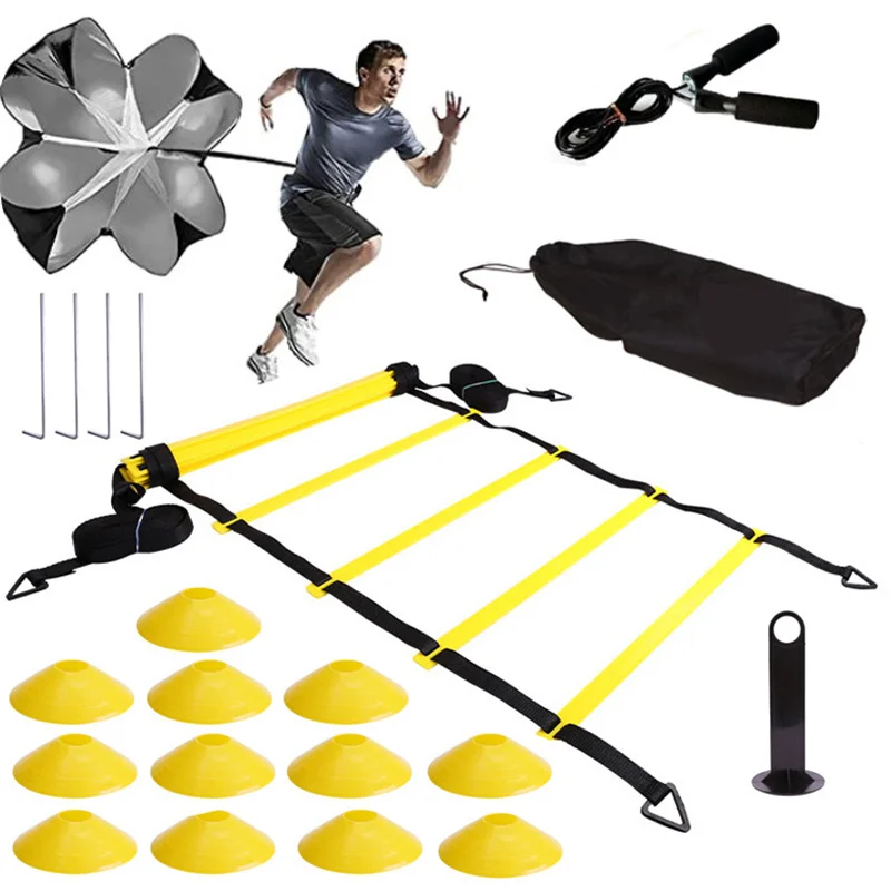 Football Training Set Resistance Umbrella Agile Ladder Sign Disc Speed Agility Training Kit Sports Footwork Accessories