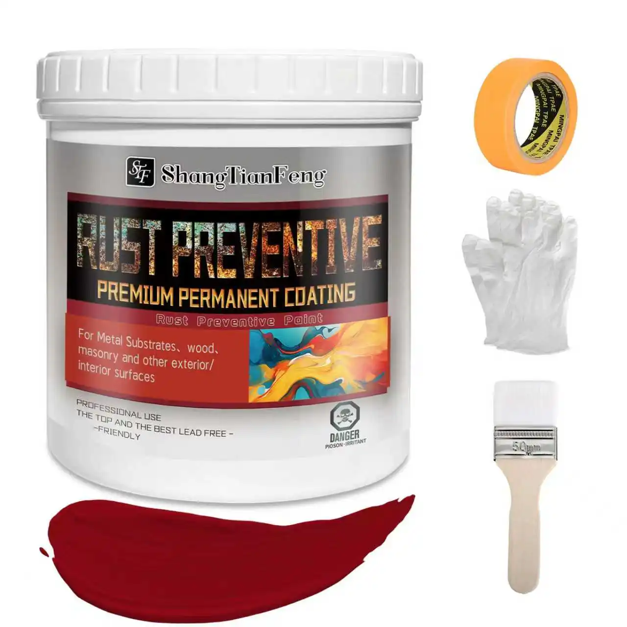 

Red Rust Preventive Paint, Permanent Corrosion Protection with UV & Heat Resistance, Non-Porous Protective Coating, 32 Fl Oz