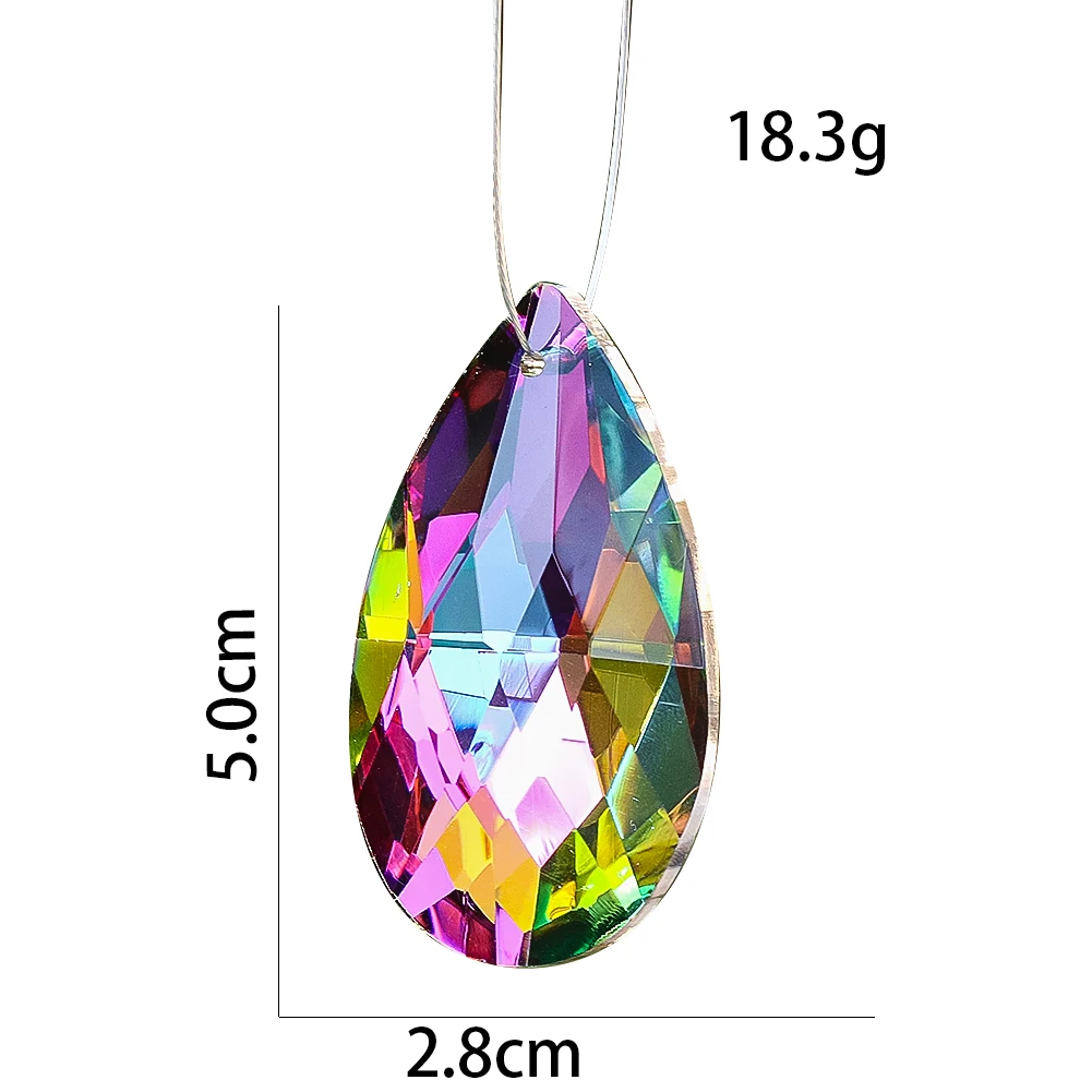 50mm iridescente Teardrop Crystal Prism Suncatcher Hanging for Windows Rainbow Maker lampadario parti pendente giardino Home Decor