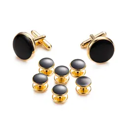 8pcs/set Luxury Fashion Round Plated Cufflinks Arm Buttons For Men Business Shirts Cuff Links Wedding Jewelry Accessories Gift