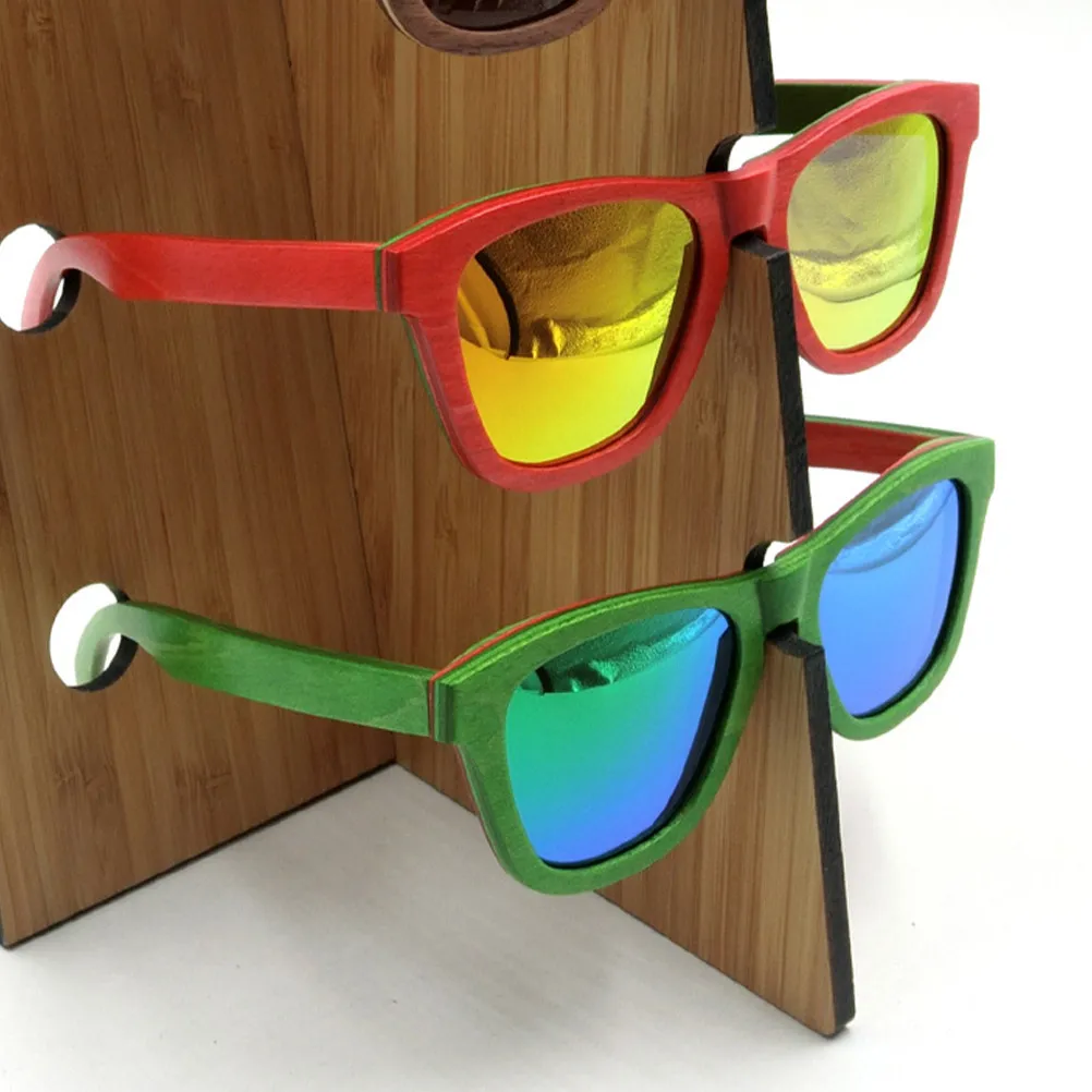 

Wooden Glasses Frame Display Rack Retro Sunglasses Holder Hand Made for Tabletop Decor Desktop Ornament Home Office Use