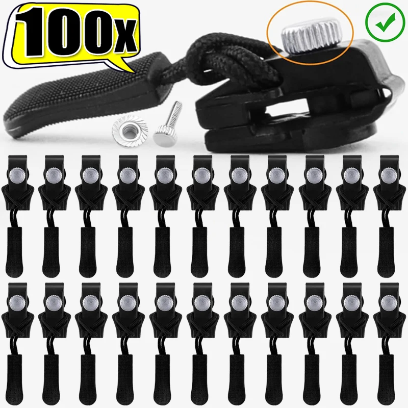 1/100PCS Zipper Repair Kits Instant Detachable Zippers Head Replacement Zipper Slider Pulls for Bags Clothes Sewing Accessories