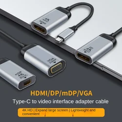 4K USB C do VGA/DP/HDM1-compatible/Mini DP kabel pioruny Adapter UHD typ-C HDM1