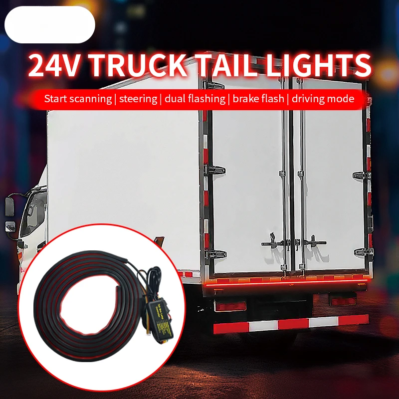 

24V Truck Rear Trunk Tail Light Dynamic Reverse Warning LED Strip Waterproof Additional Brake Flash Follow Turn Signal Lamp