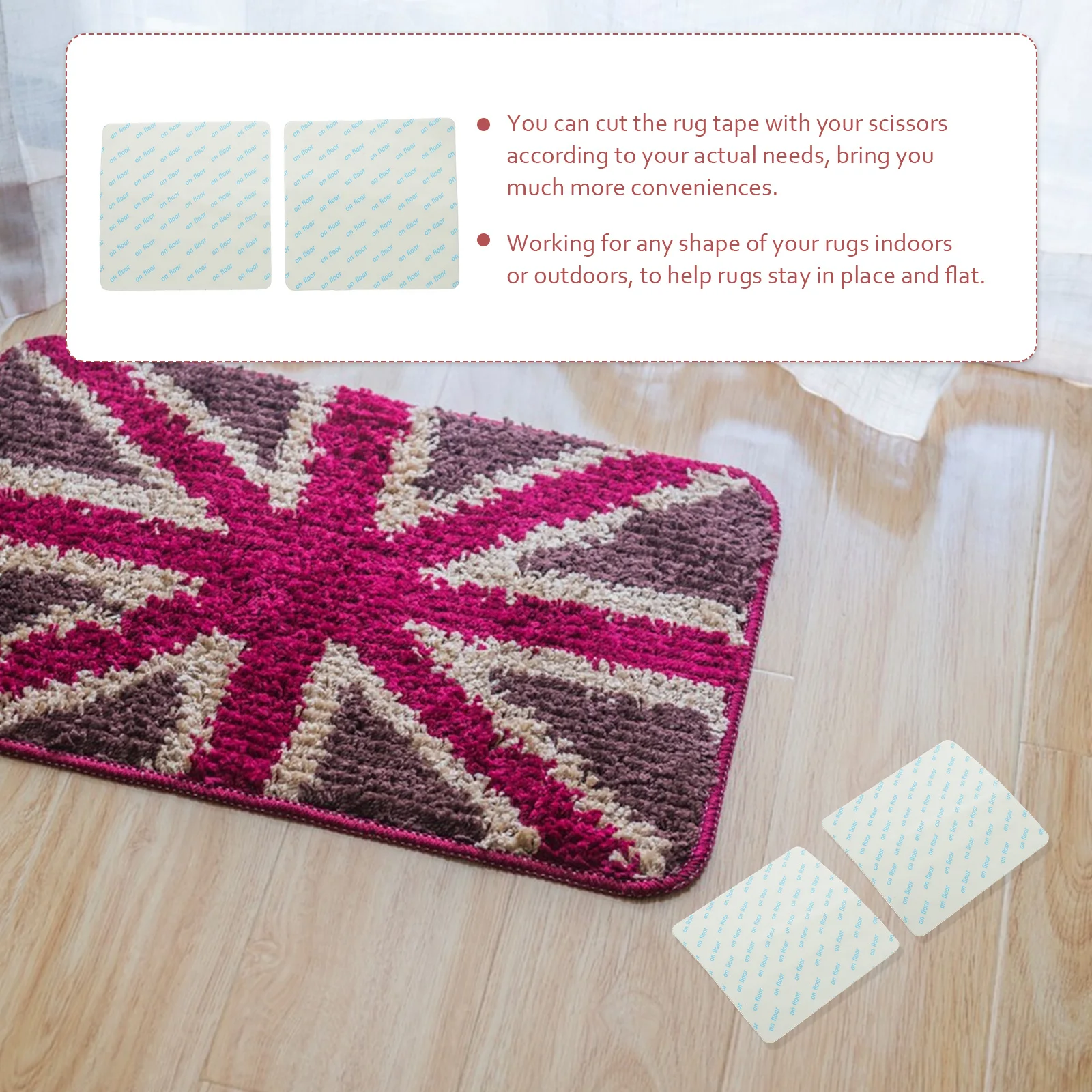 8pcs Anti-Slip Tape Double Sided For Hardwood Floors Carpet Corner Taps Non-Residue Fixing Indoor Outdoor Use