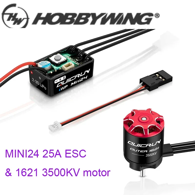 

HOBBYWING QuicRun WP Mini24 25A ESC Outer 1621 3500KV Motor Brushless Sensorless for 1/18 1/24 RC Model Car Crawler