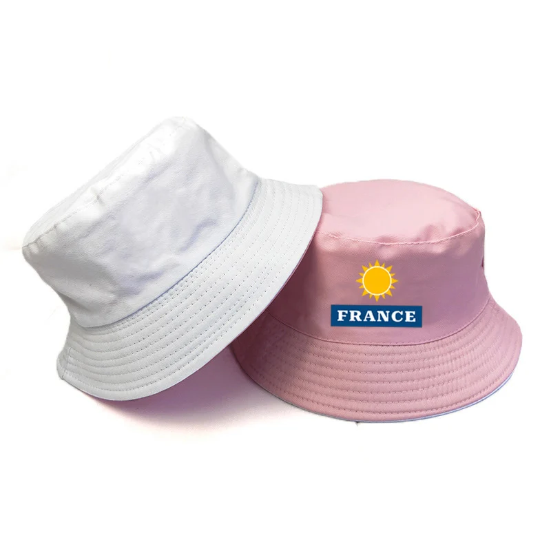 CUSTOM TEXT Bob French Reversible Bucket Hats Men Women Cotton Summer Autumn Outdoor Boys Fisherman Fishing Panama vest Hats