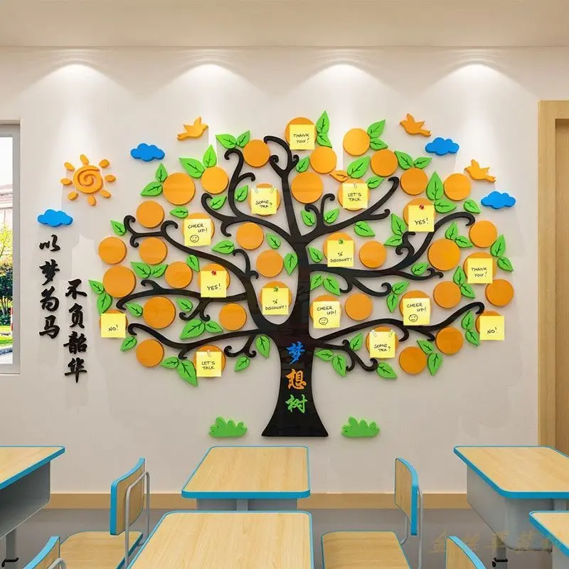 【Wish Tree Wall Sticker】Wishing Tree Wish Wall School Creative Culture Wall Kindergarten Wall Decoration Dream3dThree-Dimensiona