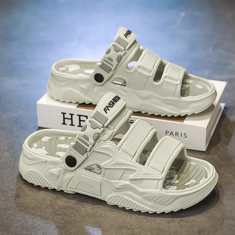 Coconut Men's Slippers Summer Outdoor Wear Soft Bottom Anti-Slip Home Sandals Teenage Sports Two-Way Large Size 45 Slippers