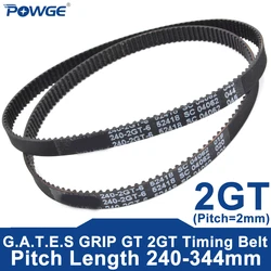 POWGE 2GT Timing belt Lp=240-344mm 242 244 246 248 250 252 254 256 258 260 264 266 268 270 274 278 280 282 284 286 288 290 292
