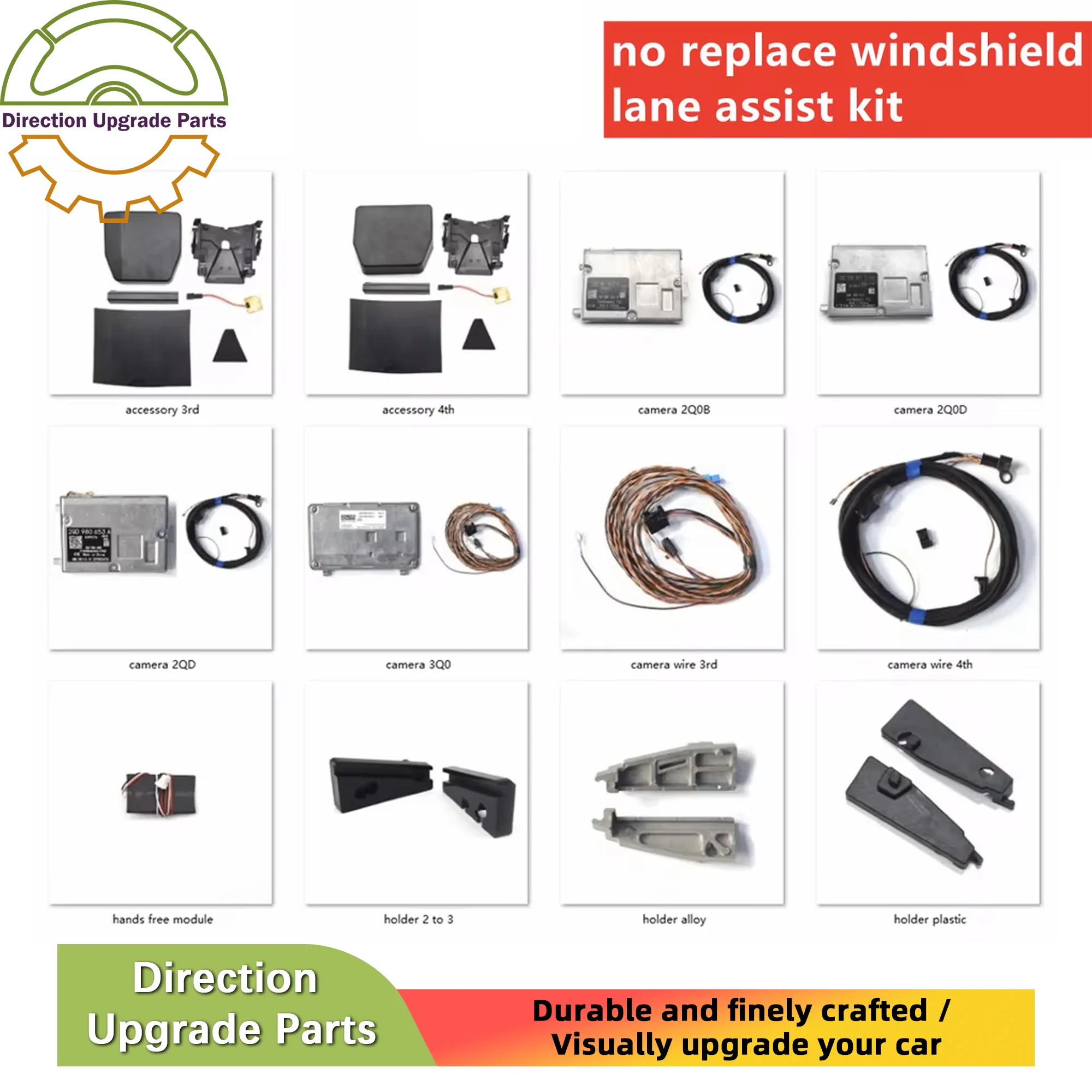 

No Replace Windshield 3rd 4th Lane Keeping Camera Kit Bracket Holder Wire Hands Free Module 3Q0 2QD 980 654 H 2Q0 980 653 A B D