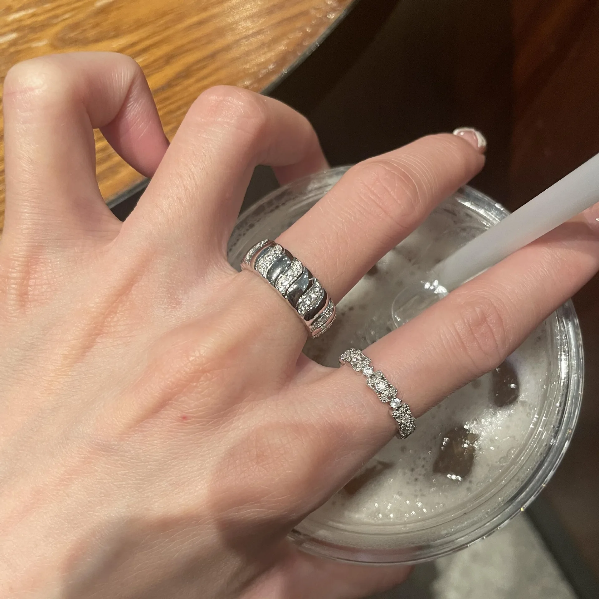 Vintage Arc Wave Silver 925 Full Diamond rings for women Exquisite Stacking Style Light Luxury Ring Couple Wedding Jewelry